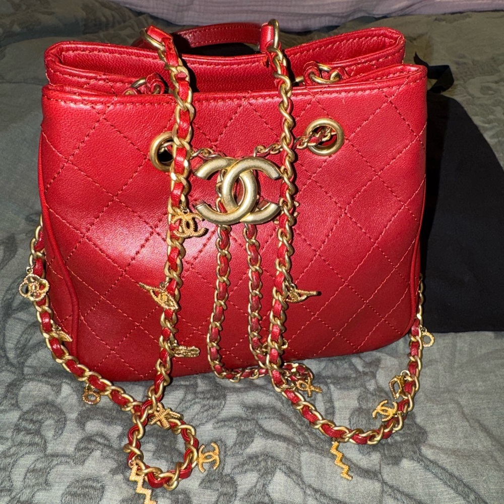 Authentic Chanel Mini drawstring bucket bag